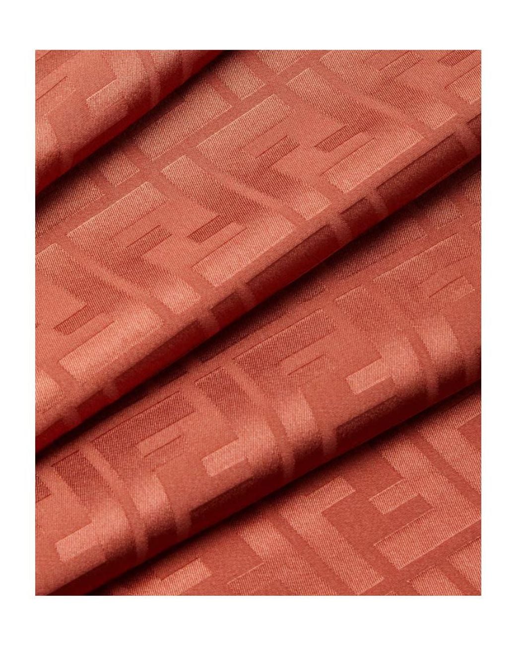 Fendi Red Ff Jacquard Fringed Scarf