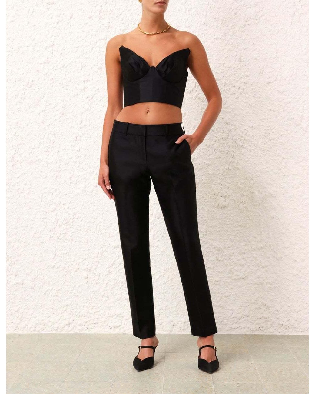 Zimmermann Black Matchmaker Moulded-Cup Crop Top