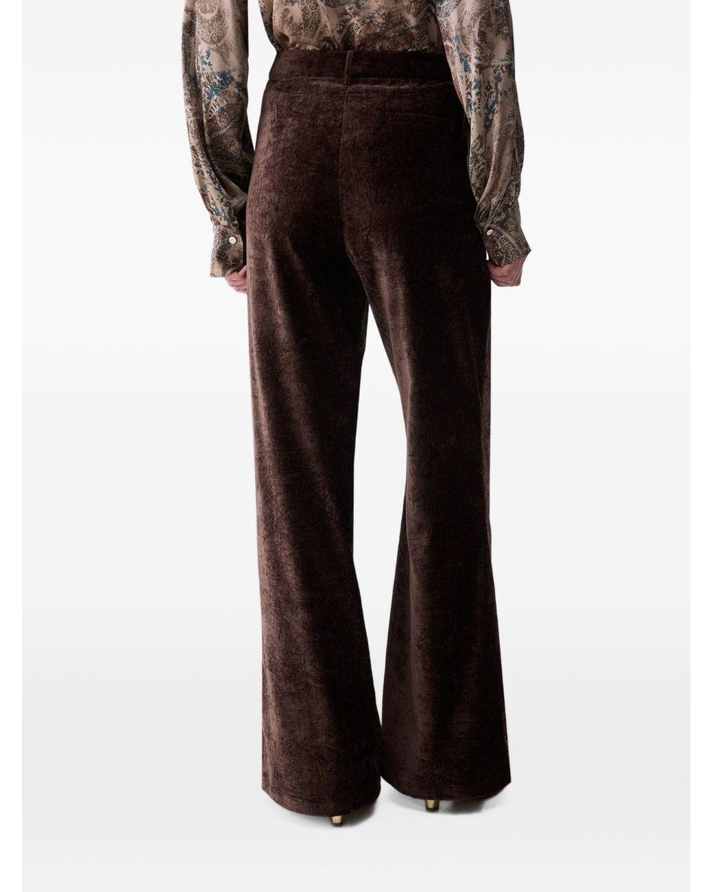 Liu Jo Brown Velvet-Effect Flared Pants