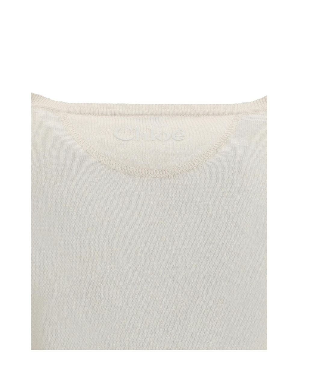 Chloé White Chloé Short-Sleeved Henley Shirt