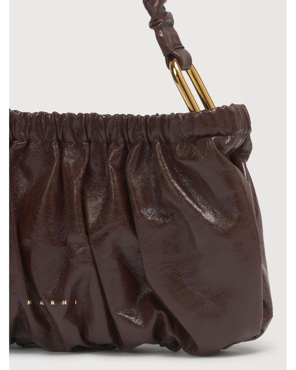 Marni Brown Ruched Strap Shoulder Bag