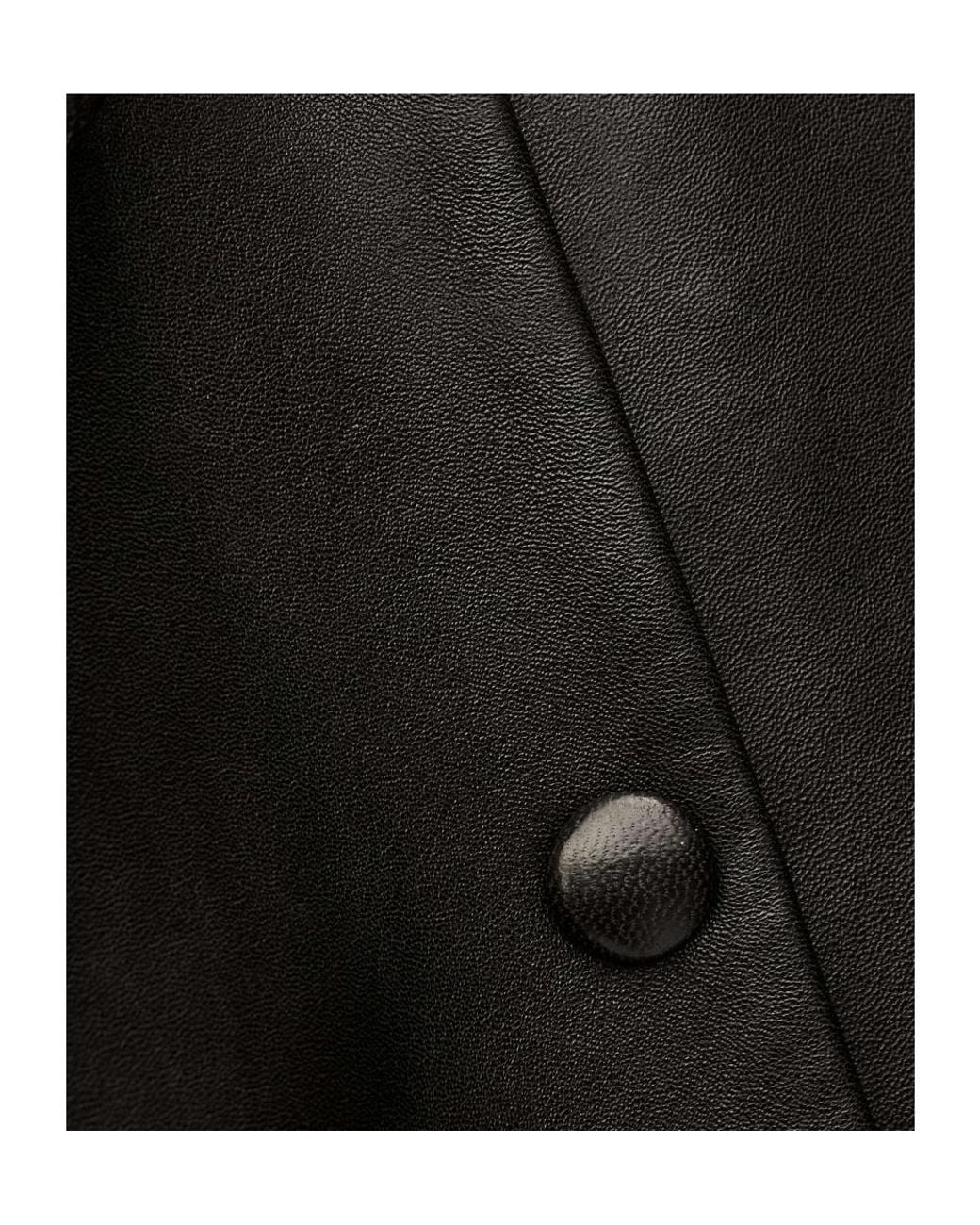 Ba&sh Black Snap-Button Long-Sleeve Leather Jacket