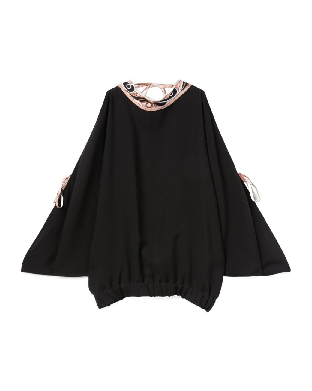 Emilio Pucci Black Pucci Pattern-Printed Cape Blouse