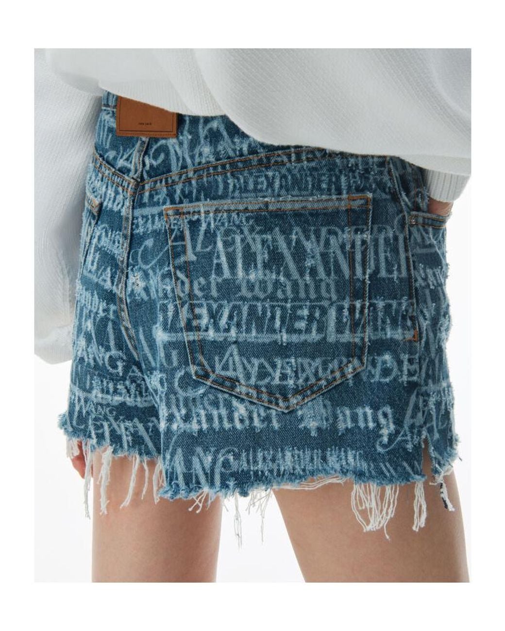 Alexander Wang Blue All-Over Logo Shorts