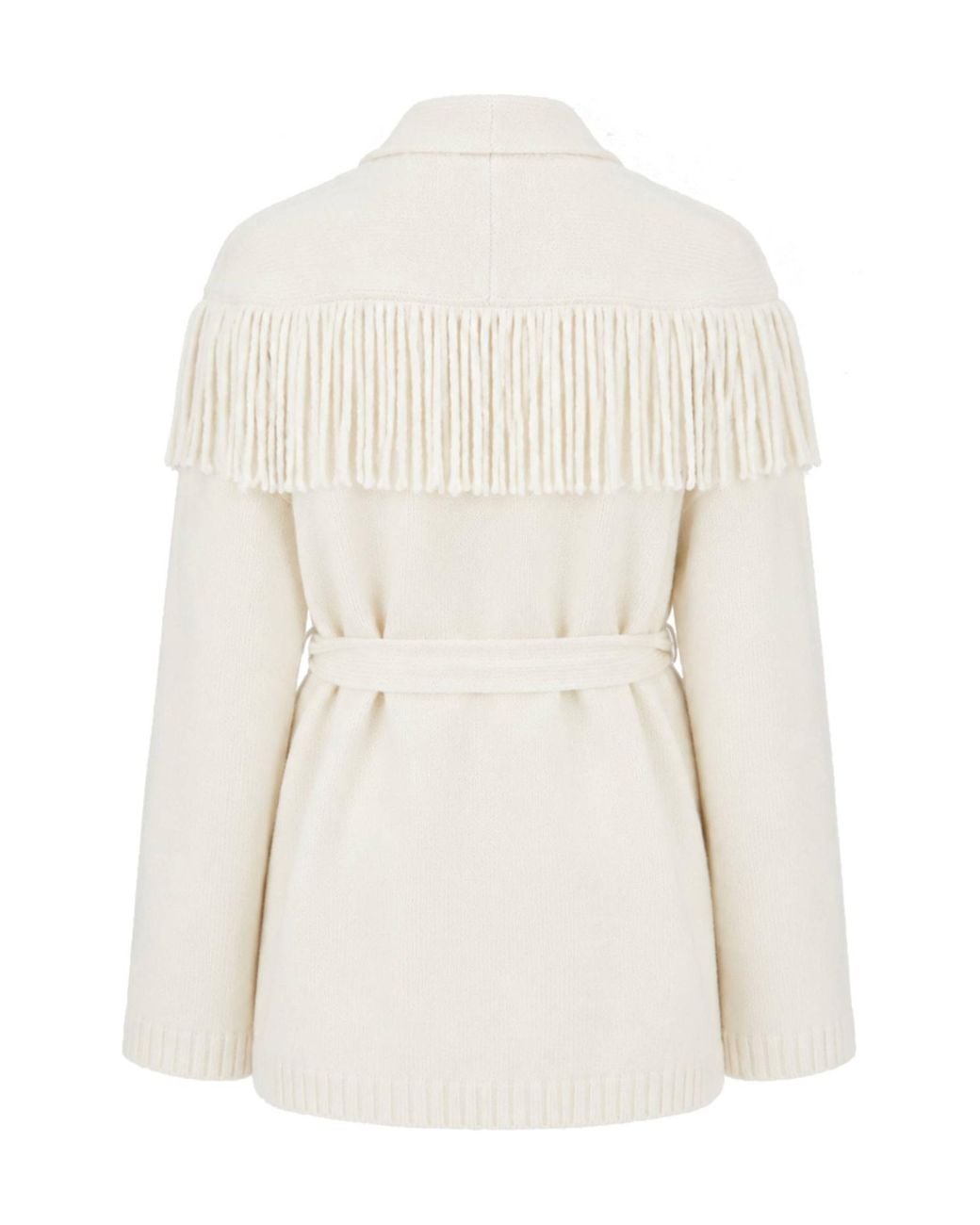 FEDERICA TOSI White Fringed Belted Cardigan