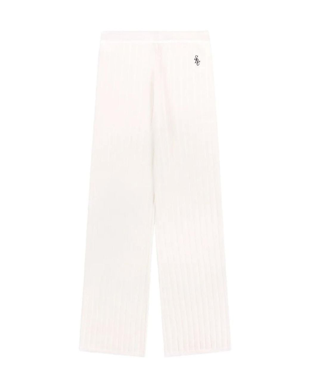 Sporty & Rich White Ribbed Trousers