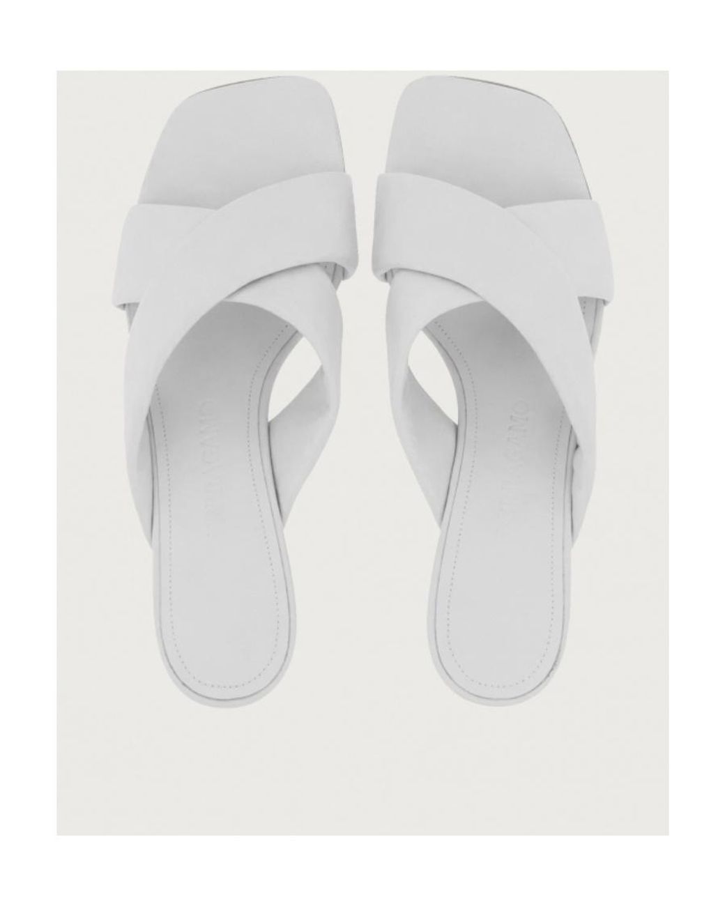 Ferragamo White Logo High-Heeled Sandals
