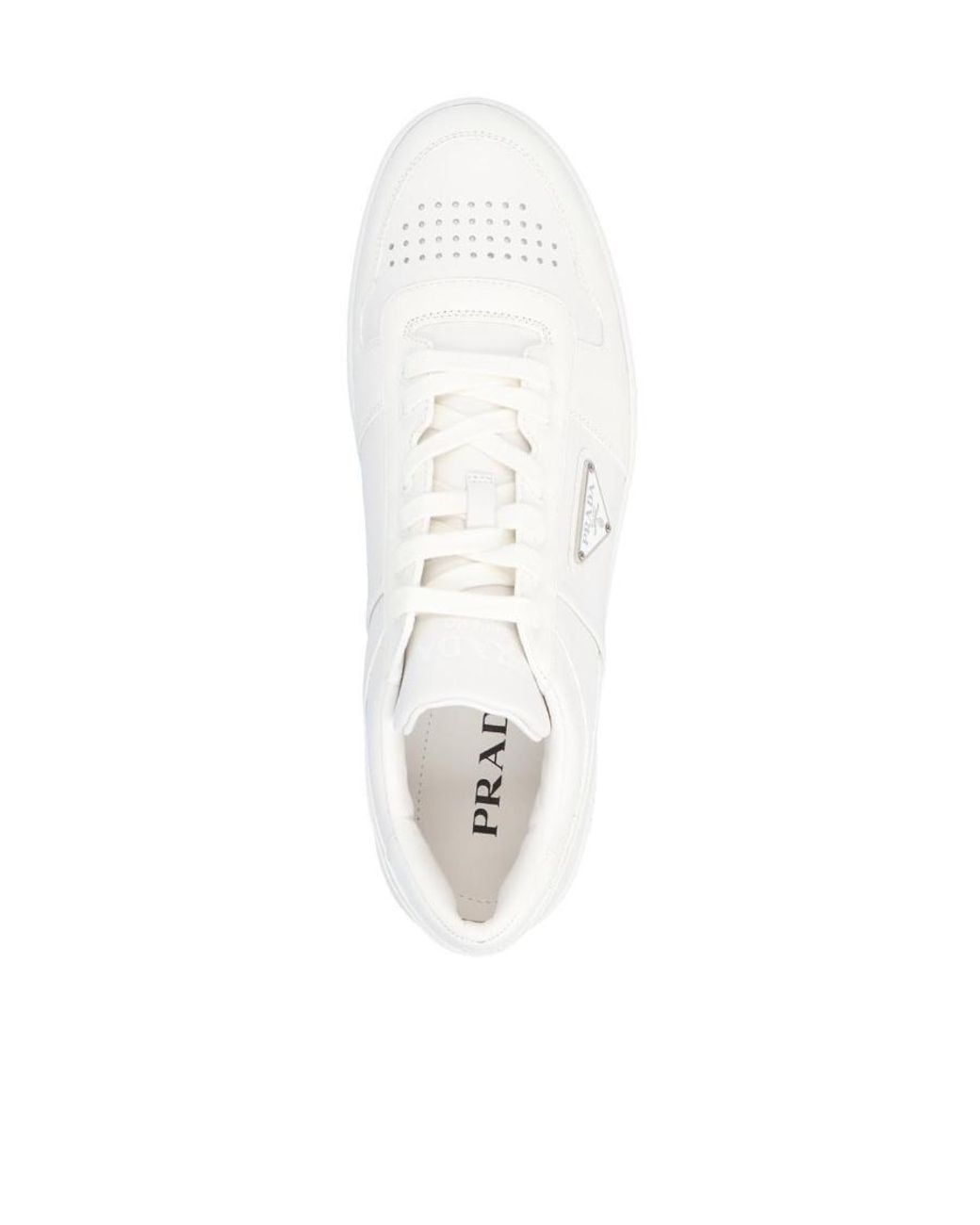 Prada White Downtown Leather Sneakers for men