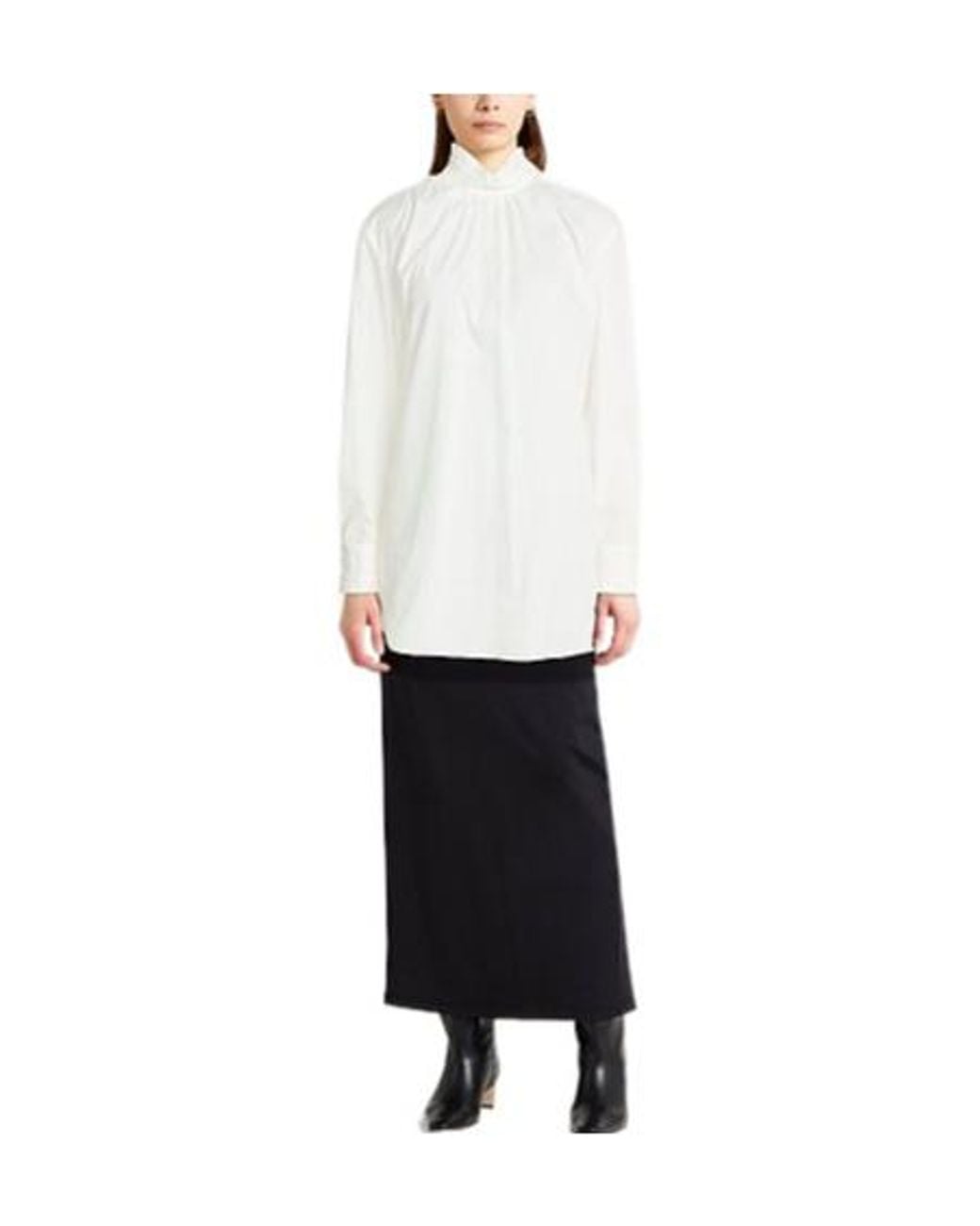 Max Mara White Solid-Color Long-Sleeved Shirt
