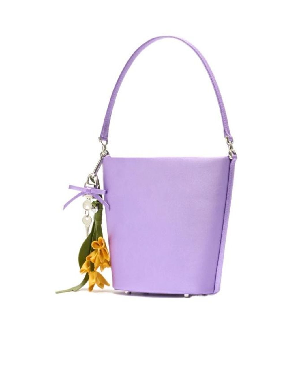 Self-Portrait Purple Satin Charm Bucket Bag
