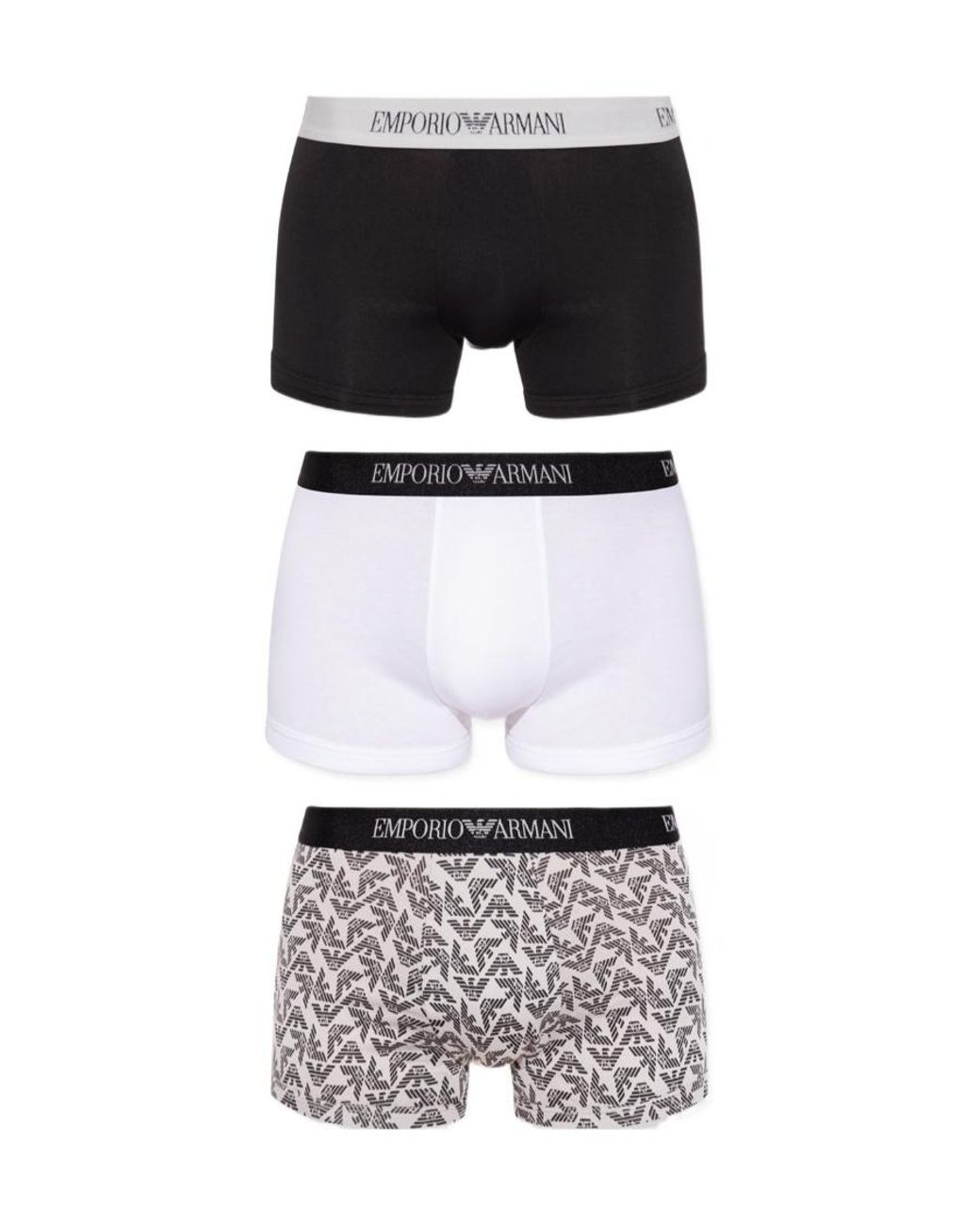 Emporio Armani White Three-Pack Branded Boxers for men