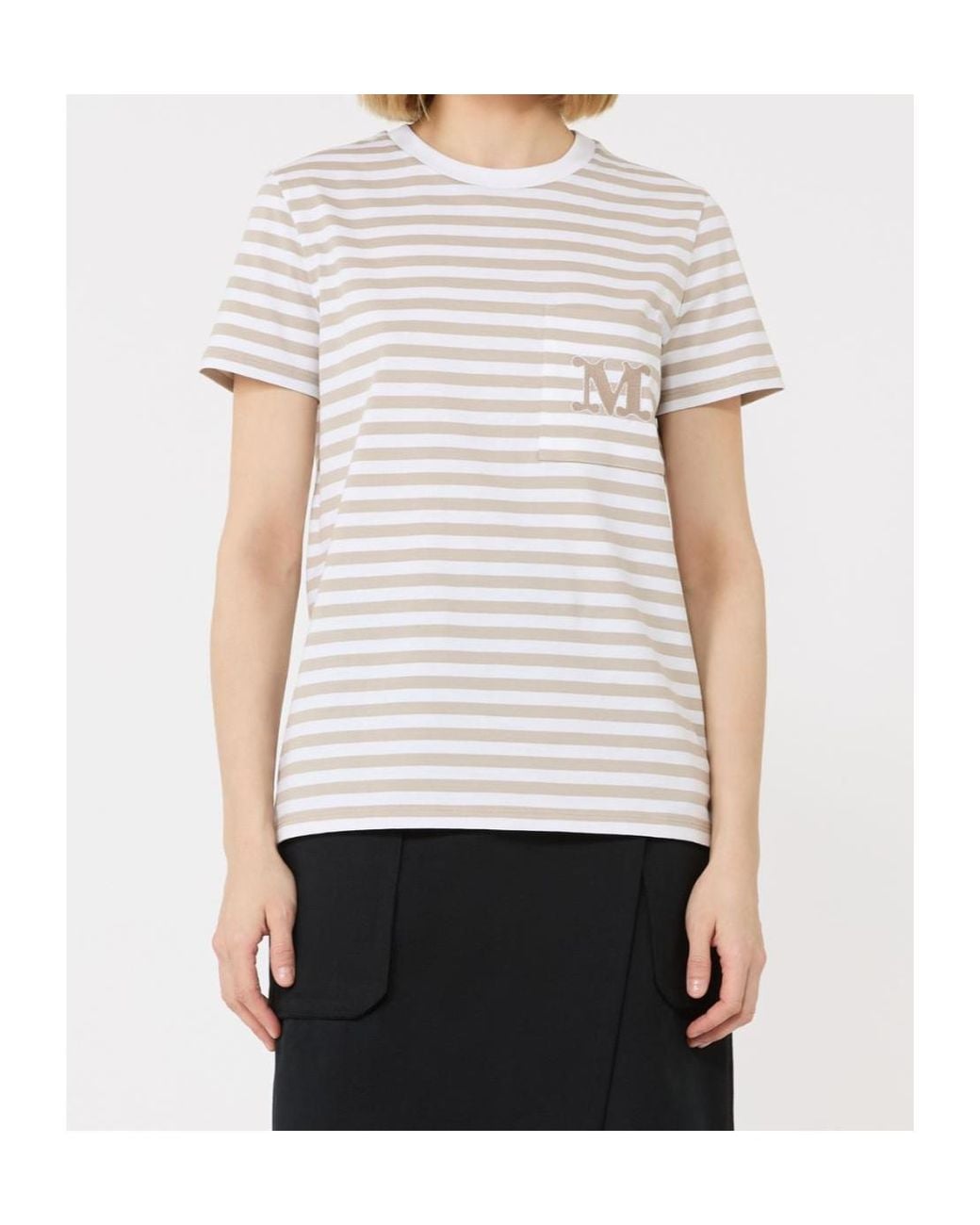 Max Mara White Oboli Logo Embroidered Crewneck T-Shirt