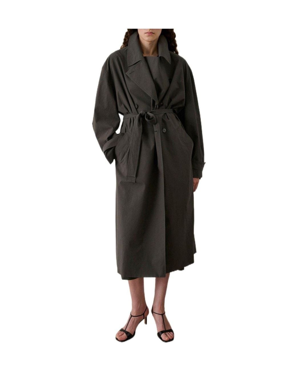 Soeur Black Solid Color Trench Coat