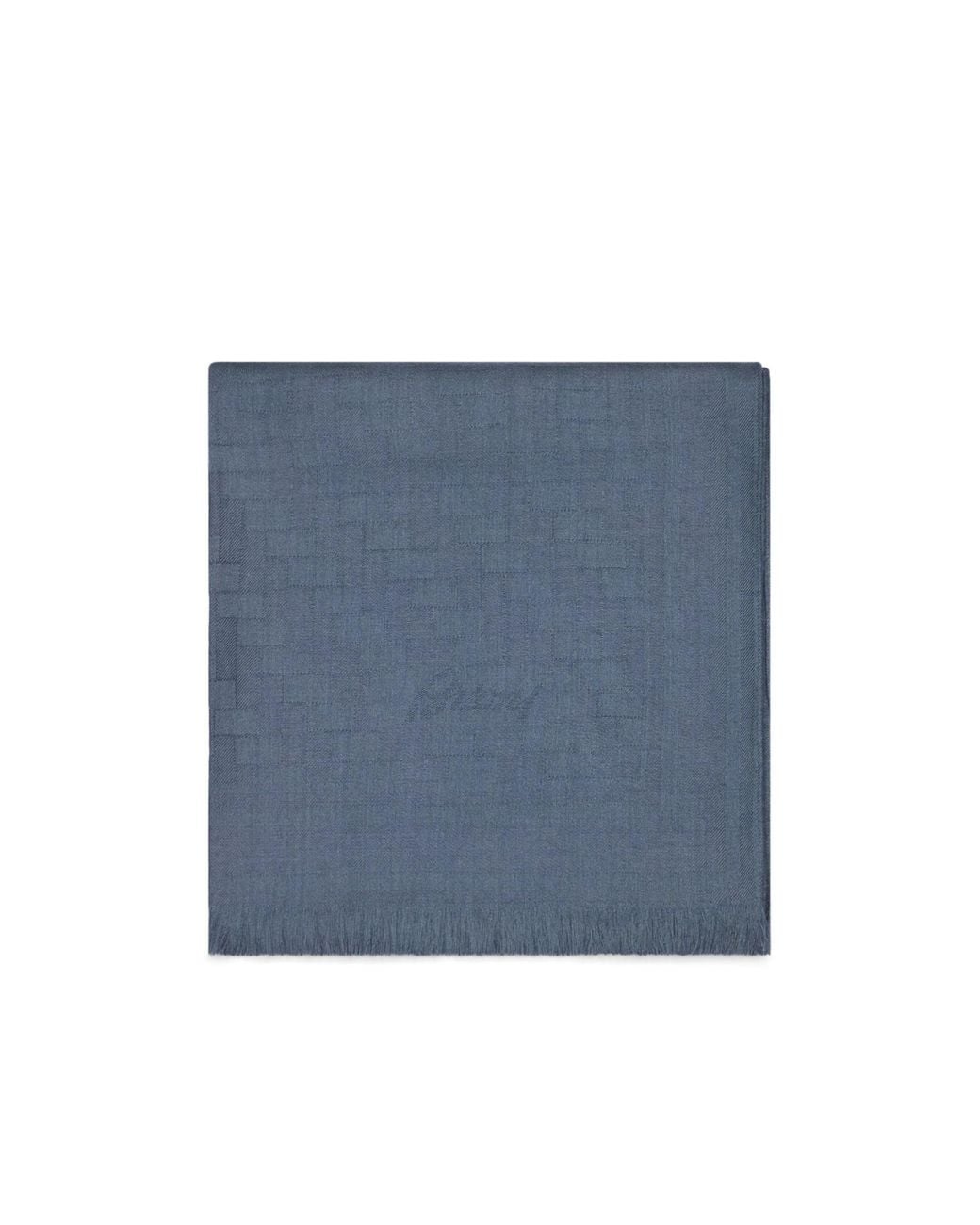 Brioni Blue Steel Wool, Cashmere And Silk Jacquard Trama Motif Scarf for men