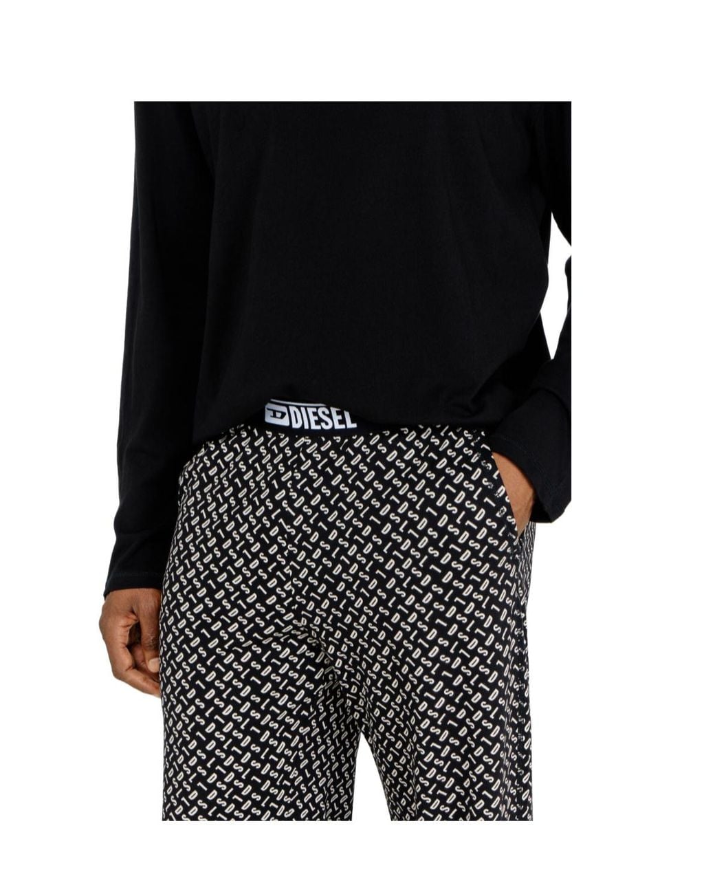 DIESEL Black Nolan Logo Print Pyjamas for men