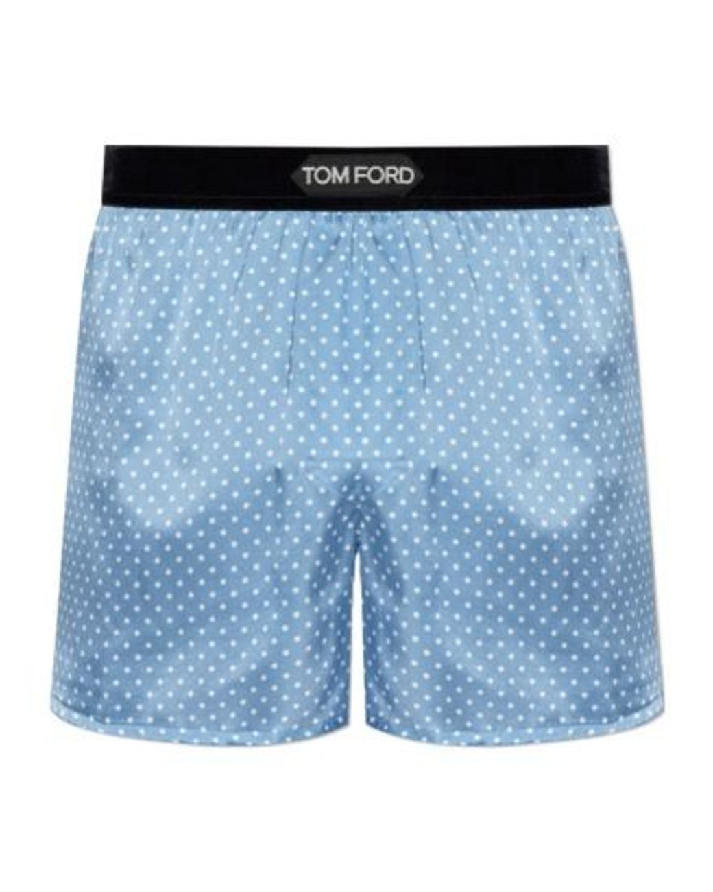 Tom Ford Blue Polka-Dot Pattern Silk Boxers for men