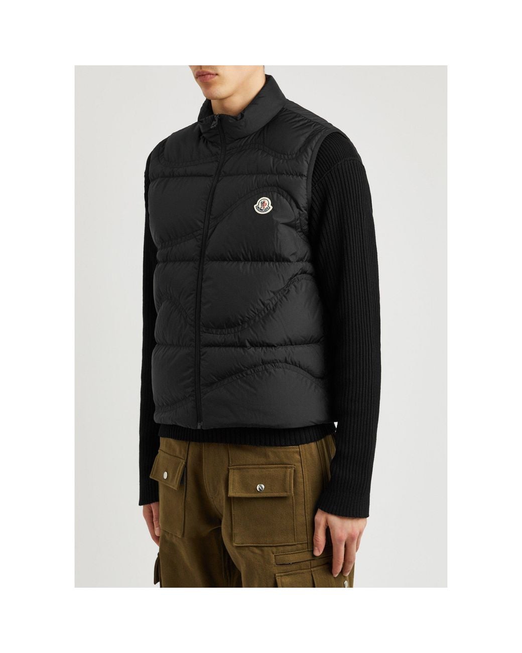 Moncler Black Textured Down Vest for men