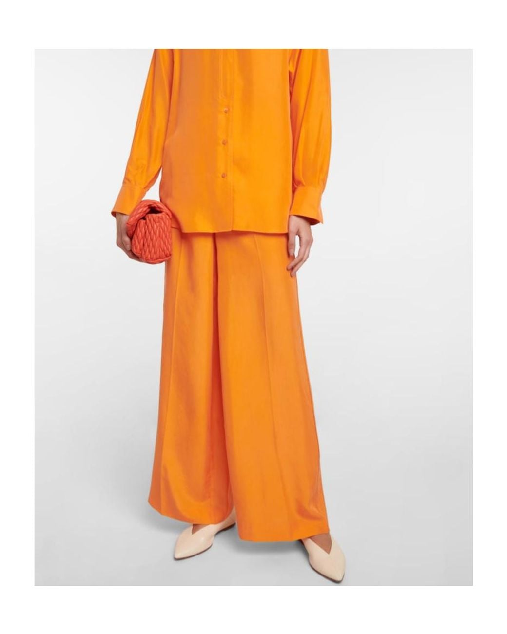 Dorothee Schumacher Orange Silk Wide-Leg Pants