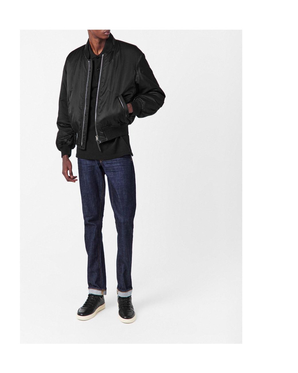 Tom Ford Black Satin Bomber Jacket for men