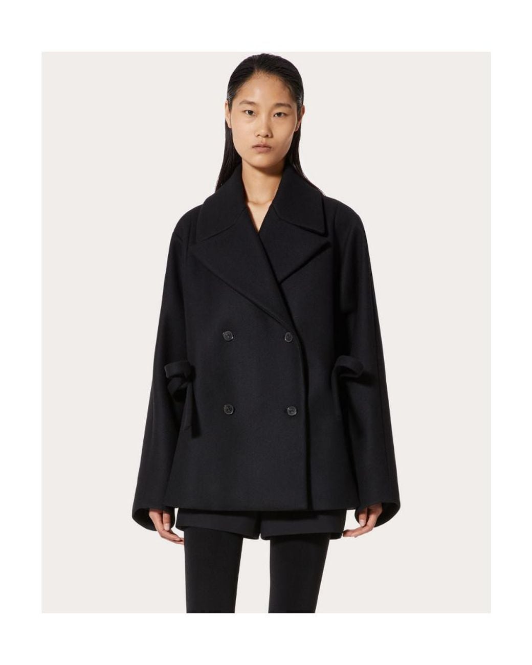 Valentino Black Bow-Detail Double-Breasted Jacket