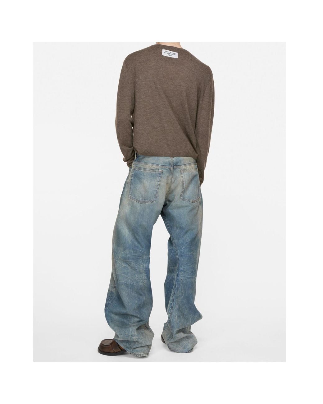 Acne Brown Logo Patch Crewneck Jumper for men