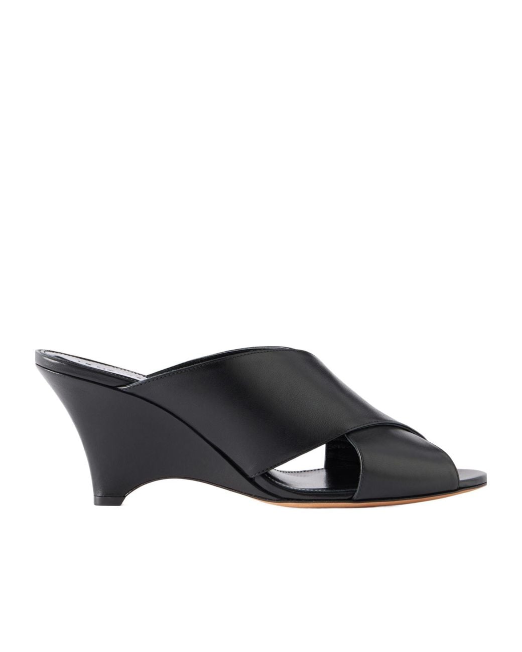 Le Monde Beryl Black Luca 70 Leather Wedge Sandals