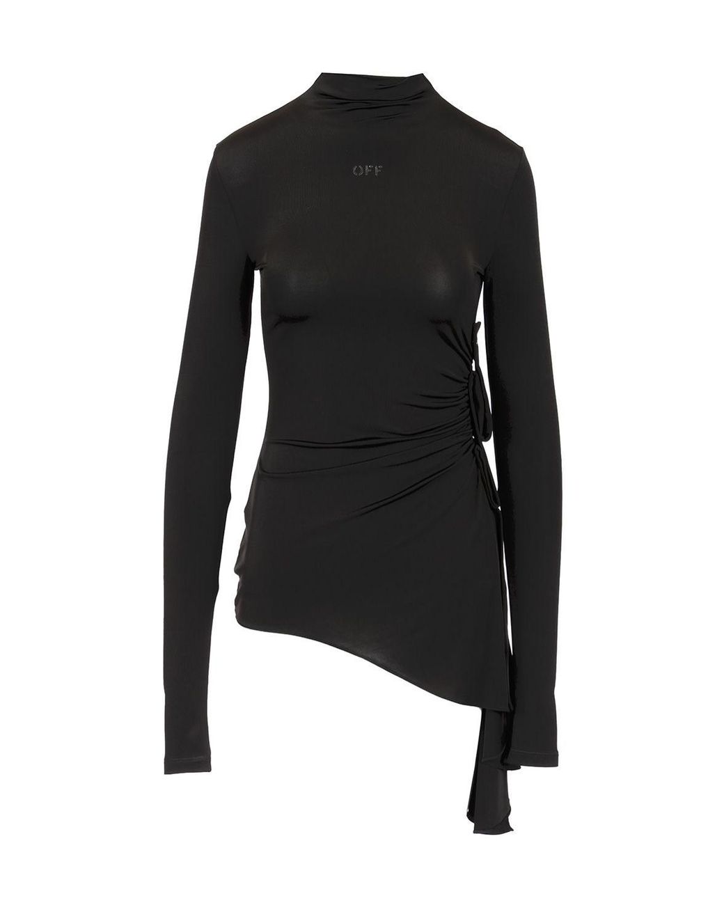 Off-White c/o Virgil Abloh Black Draped High Neck Mini Dress