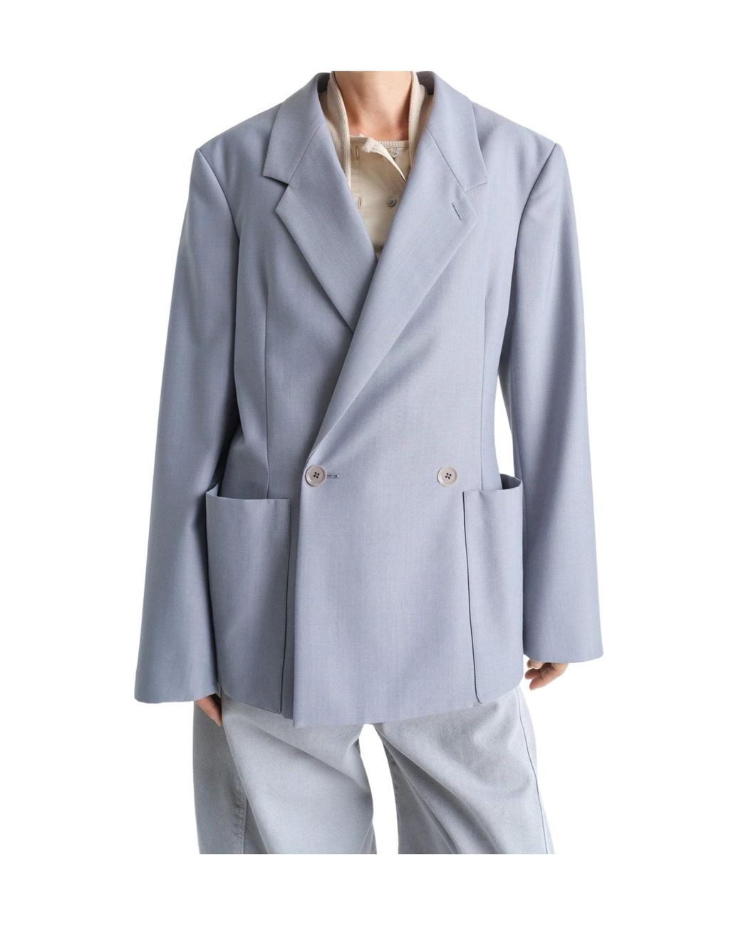 Lemaire Gray Long-Sleeved Double-Breasted Blazer