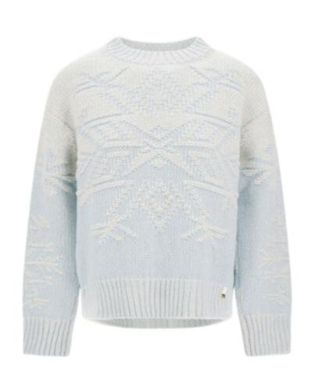 Herno Gray Intarsia-Knit Crew-Neck Sweater