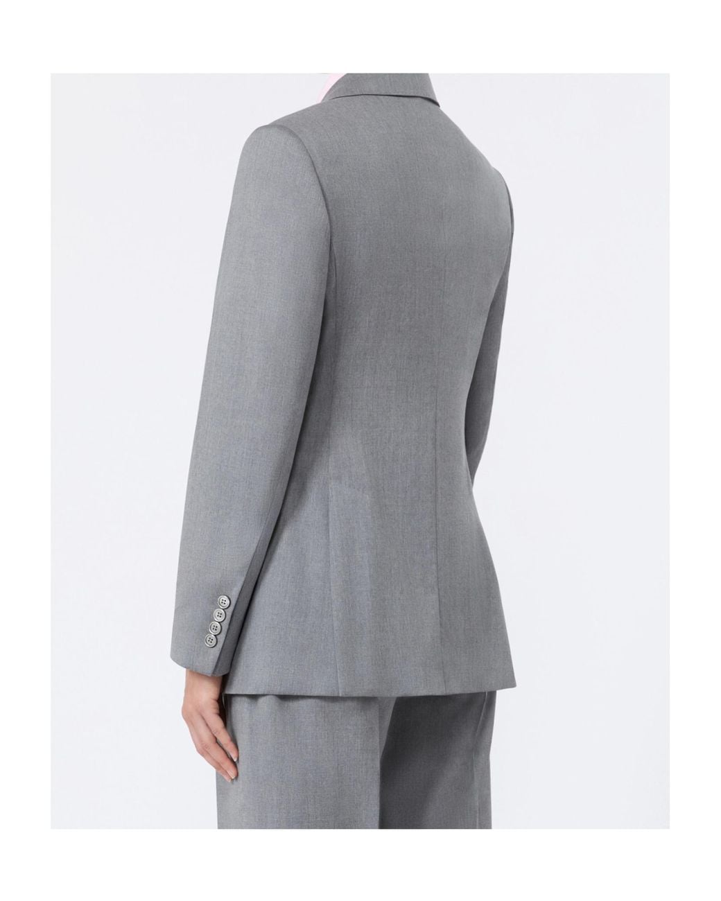 Max Mara Gray Double-Breasted Wool Twill Blazer