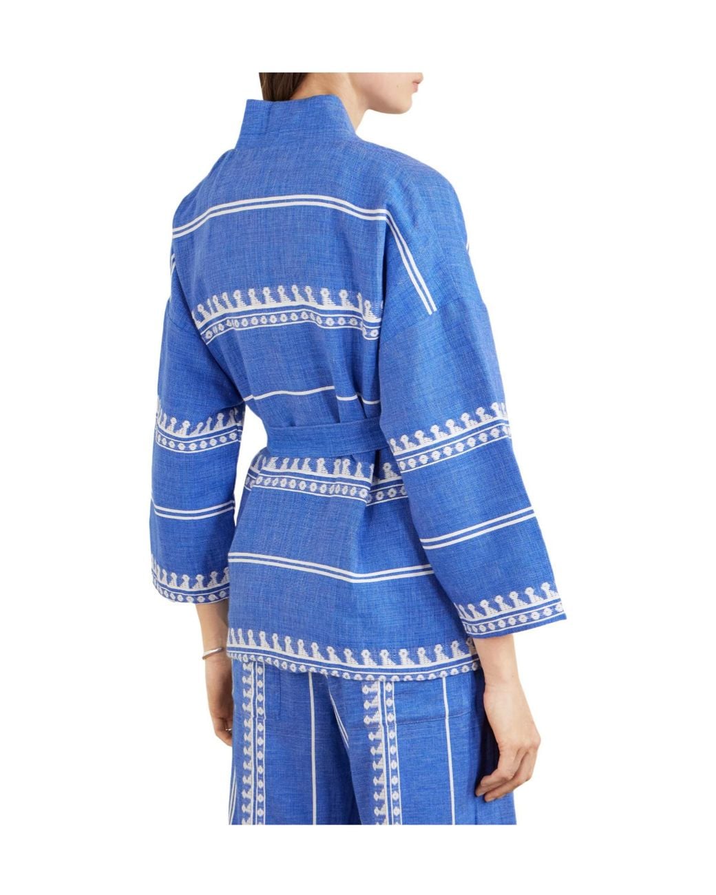 Lemlem Blue Tie-Detailed Cotton-Gauze Jacket