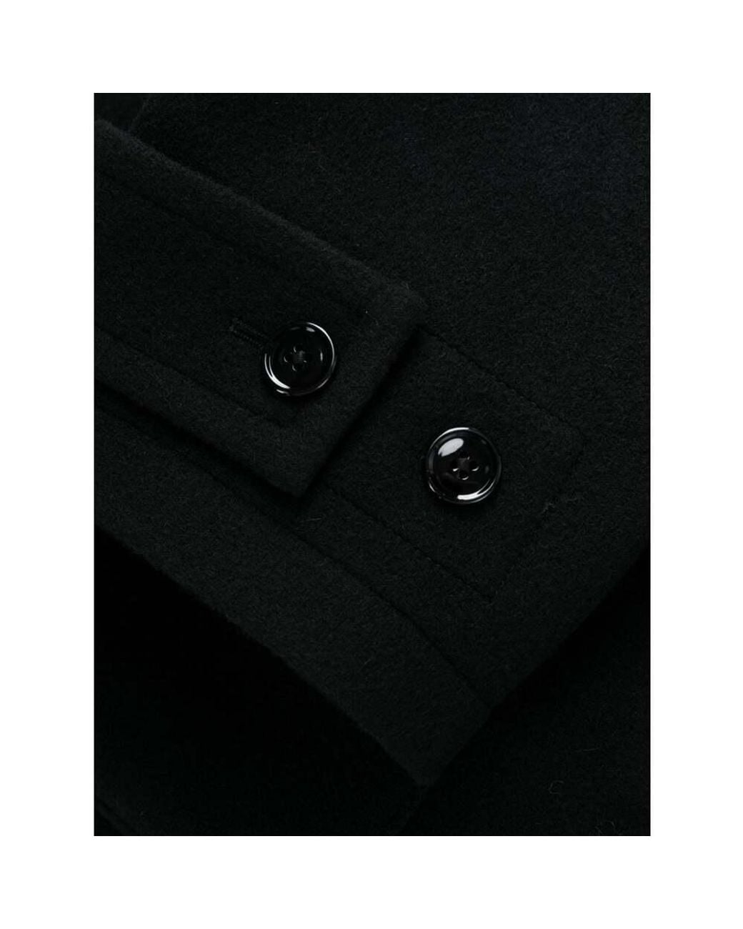 Lemaire Black Wool Coat for men