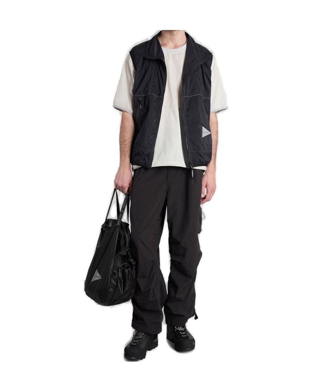 And Wander Black Pertex Windproof Vest for men