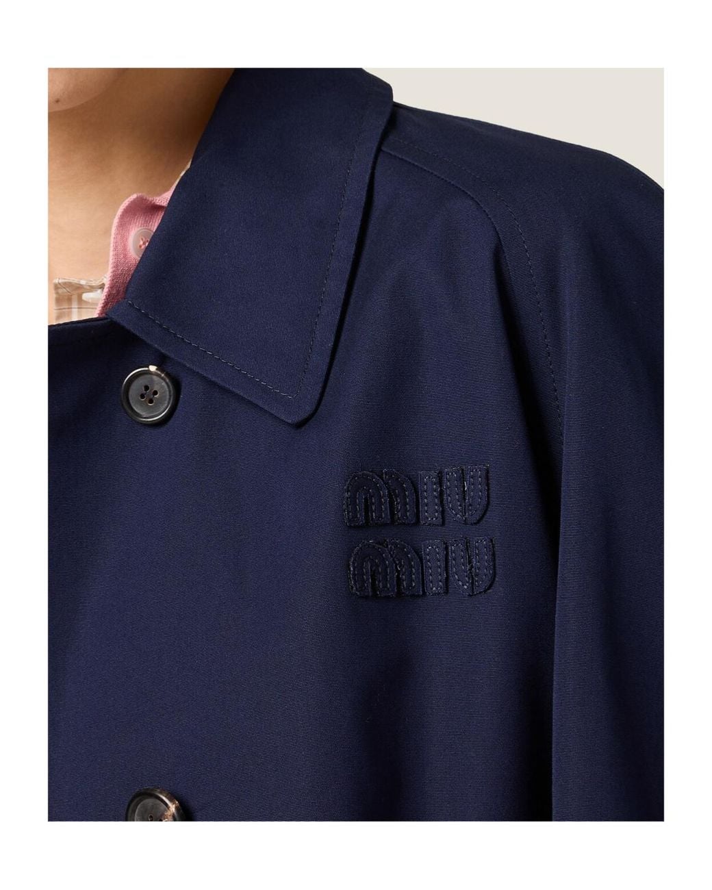 Miu Miu Blue Long-Sleeved Button-Up Coat