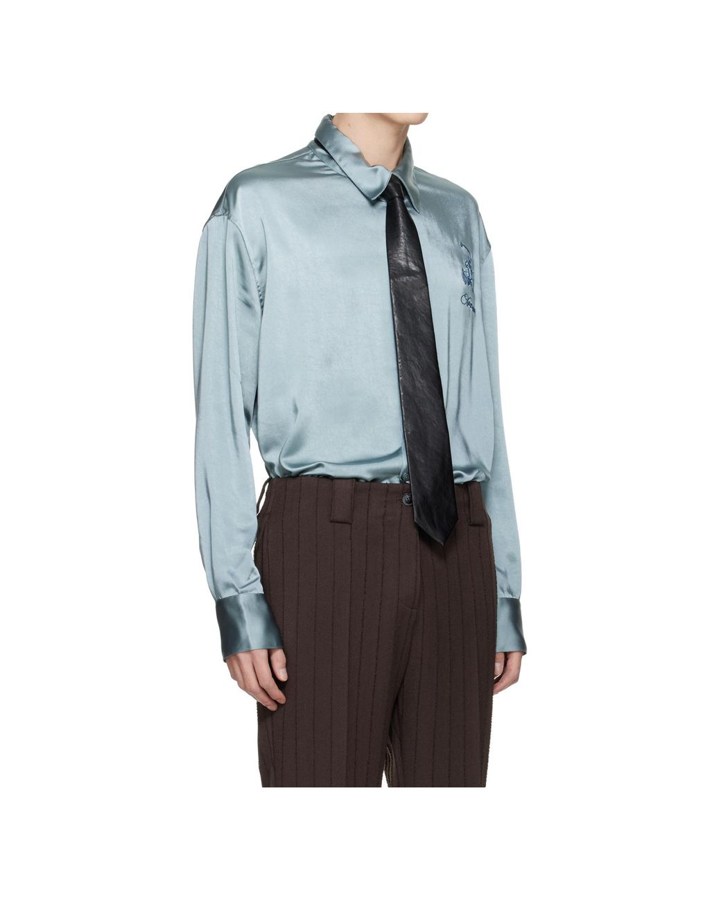 AVAVAV Blue Embroidered Logo Shirt for men