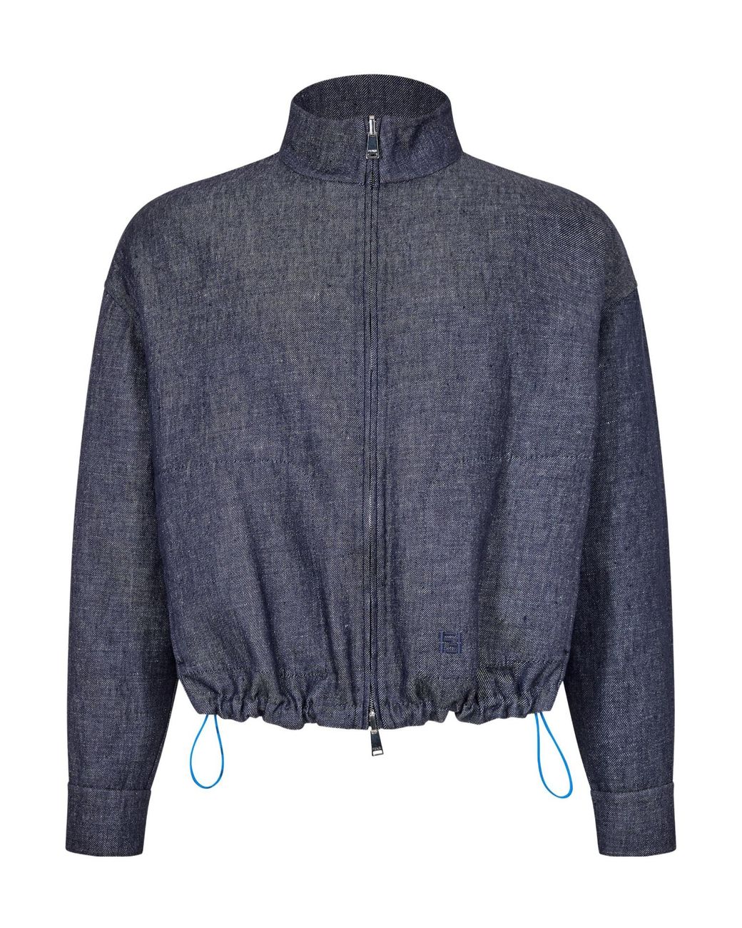 Fendi Blue Stand Collar Zip-Up Jacket for men