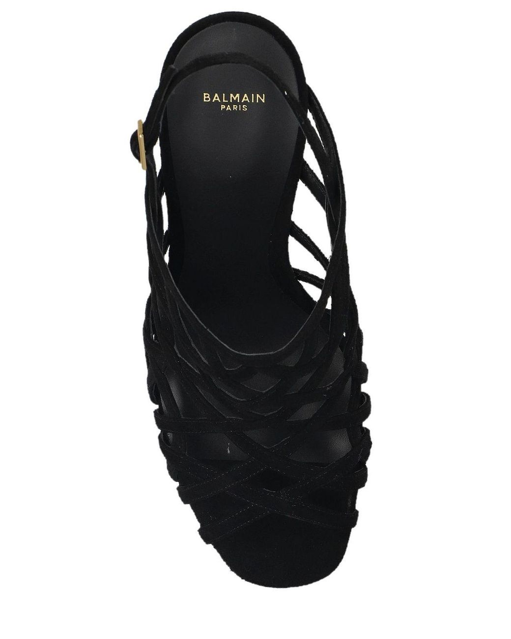 Balmain Black Cutout Wedge Heeled Sandals