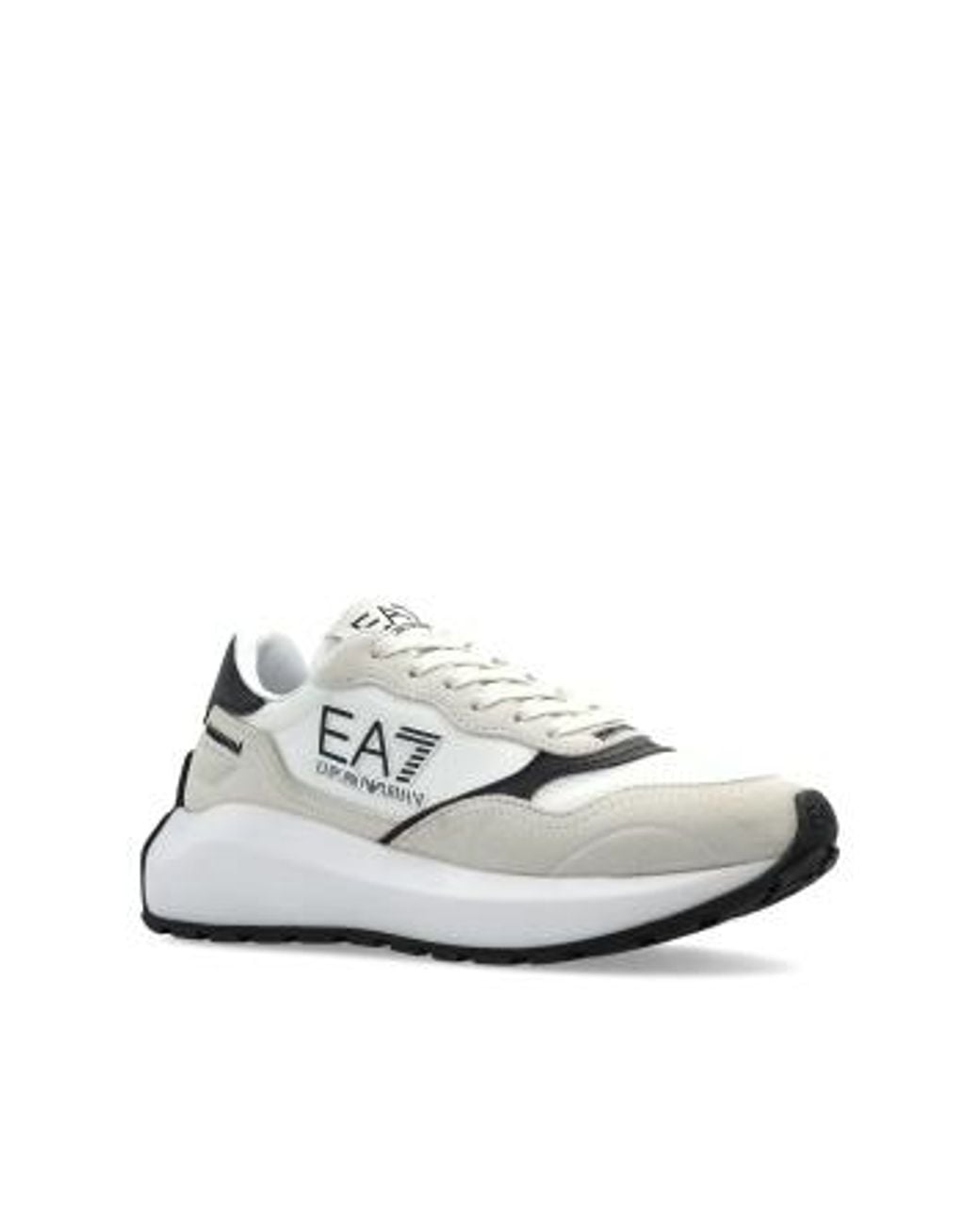EA7 White Logo-Patch Sneakers
