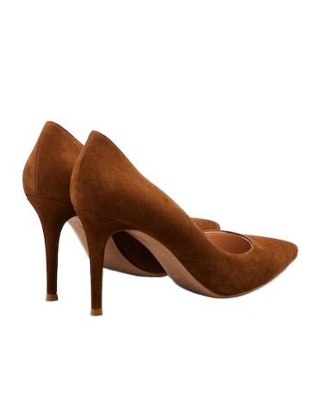 Gianvito Rossi Brown Solid Color Suede Pumps