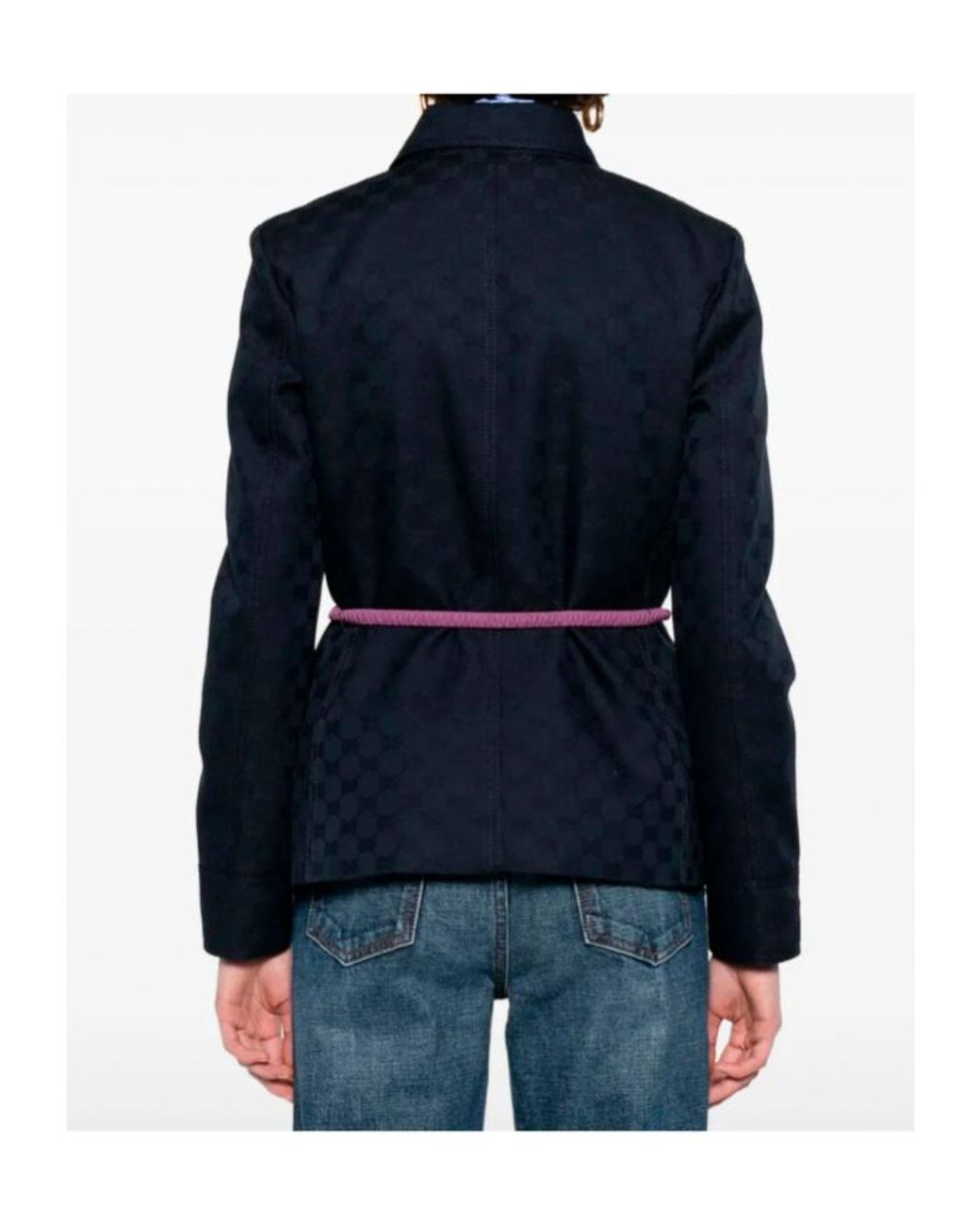 Gucci Blue Monogrammed Zip-Up Jacket