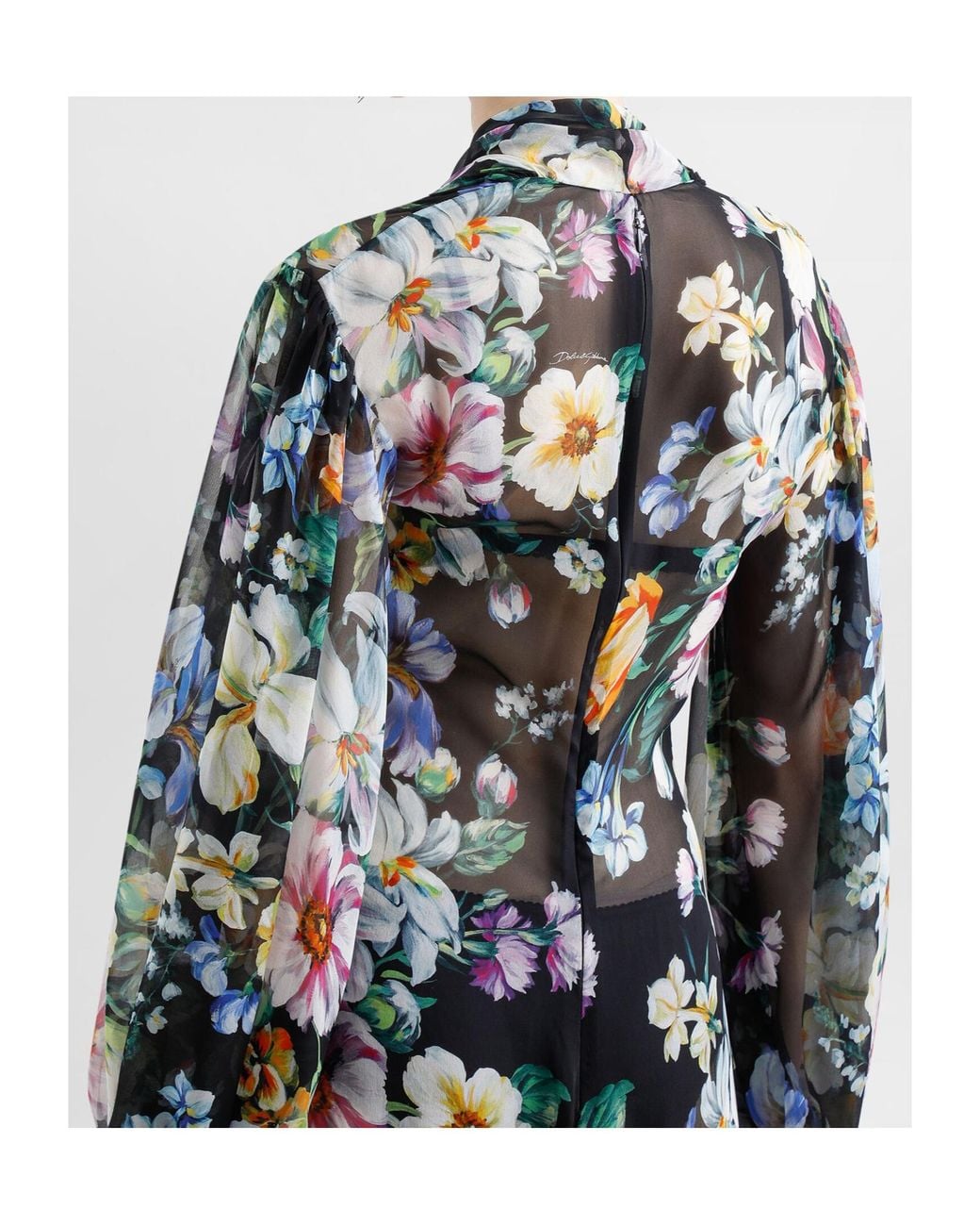 Dolce & Gabbana Blue Floral Printed Chiffon Dress