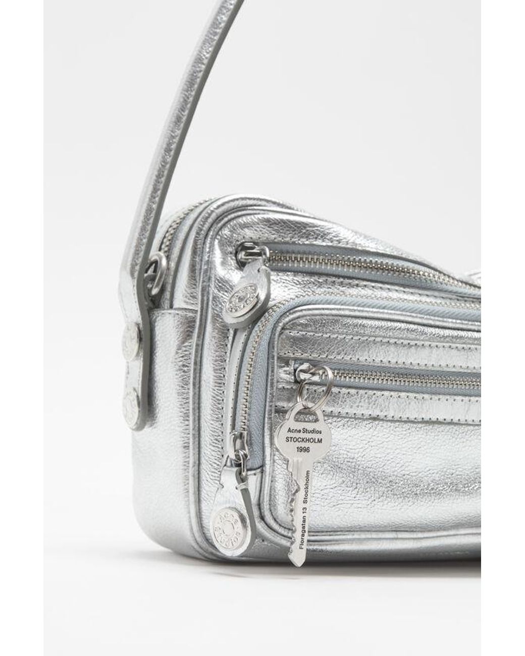 Acne Gray Camero Party Metallic Effect Shoulder Bag