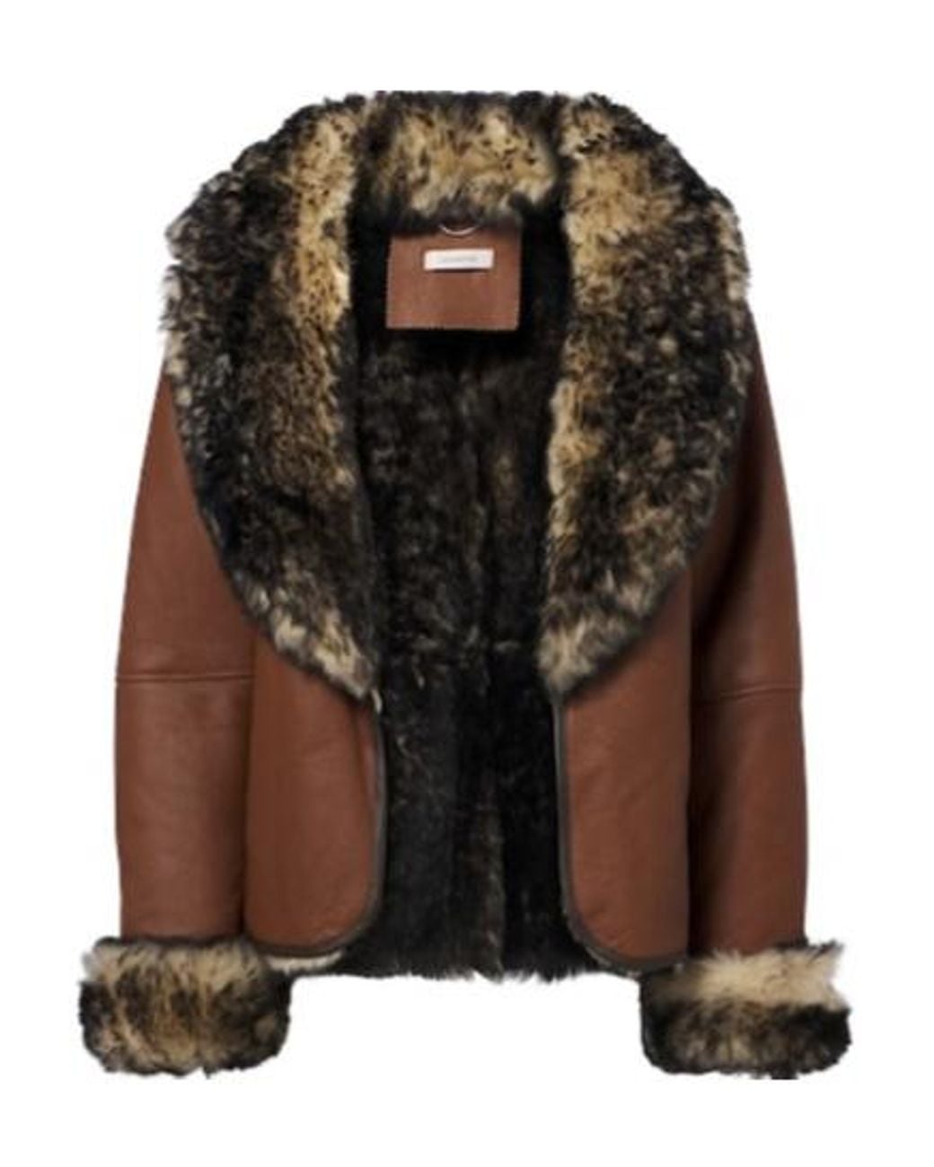 JACQUES WEI Brown Leather Long Sleeve Jacket