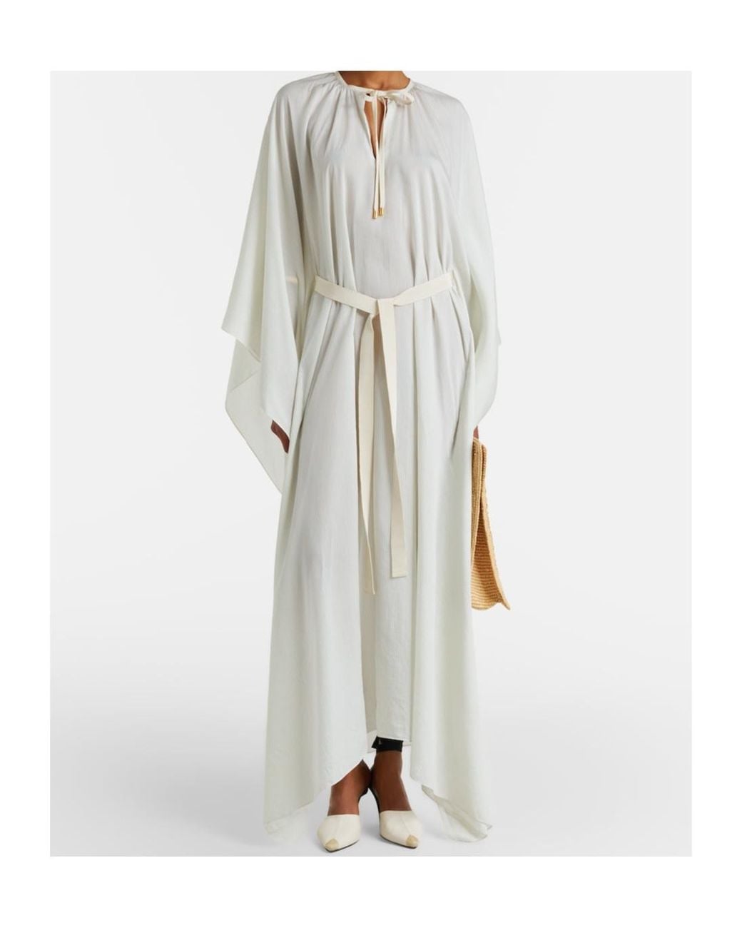 Patou White Striped Pattern Dress