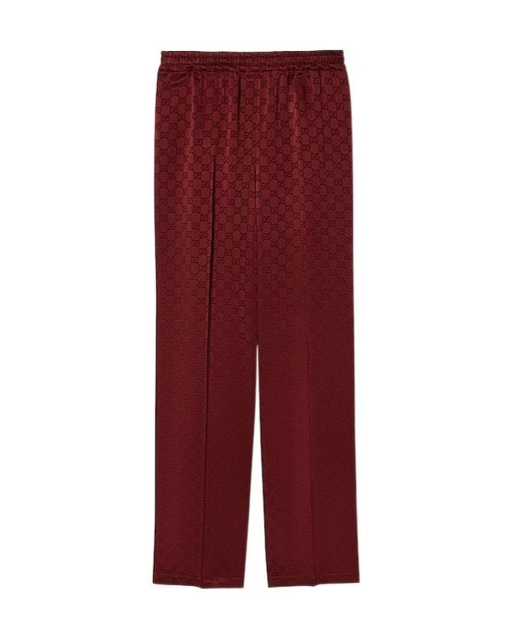 Gucci Red Gg Jacquard Elastic Waistband Pants