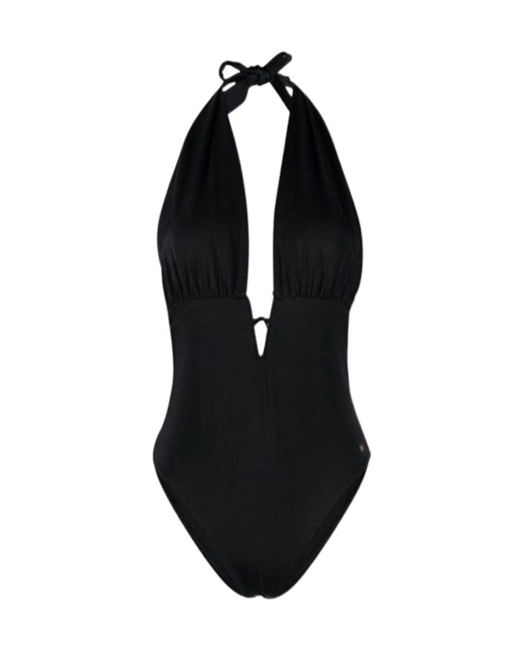 Tom Ford Black Logo Detailed V-Neck Swimsuit
