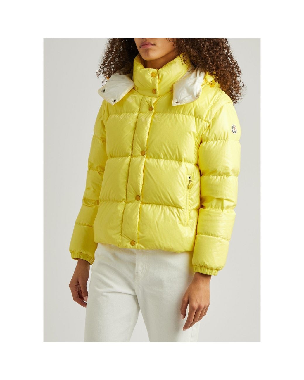 Moncler Yellow Cotton Short Puffer Jacket