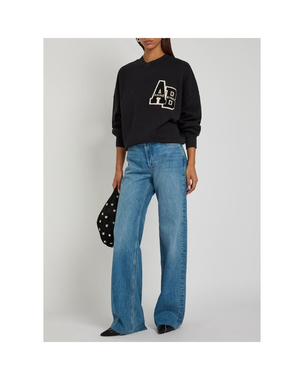 Anine Bing Black Simple Cotton Sweatshirt