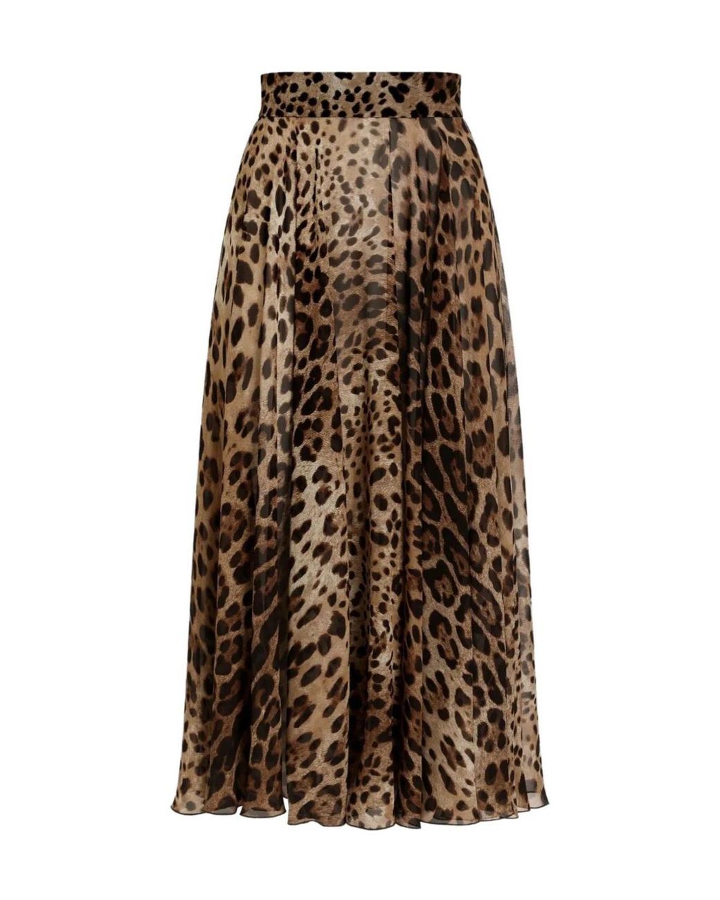 Dolce & Gabbana Brown Beige Silk Long Skirt
