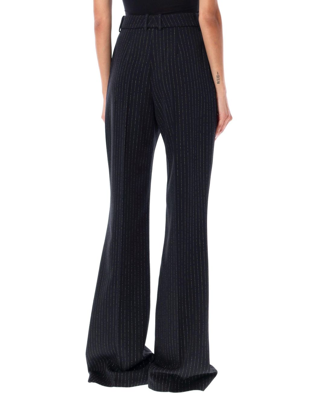 Balmain Black High Waist Lurex Striped Trousers